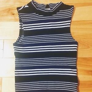 H&M Mocked Neck Striped Crop Top